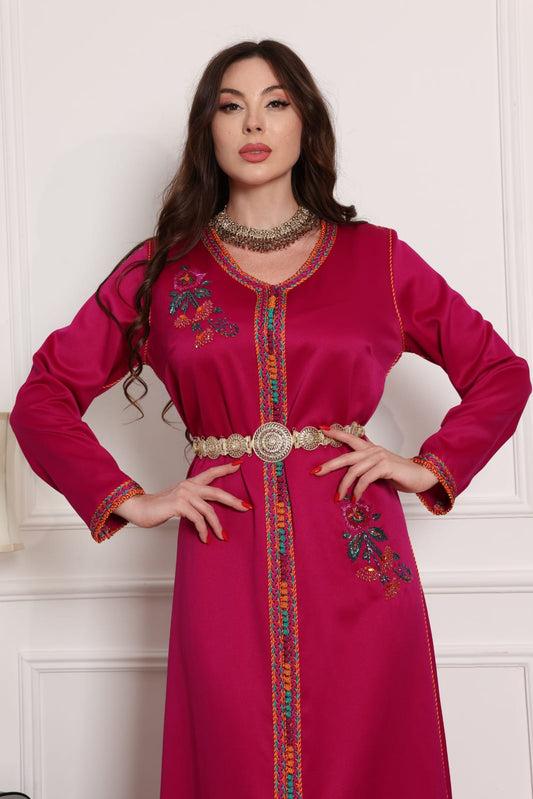 Vintage Rose-Embroidered Caftan